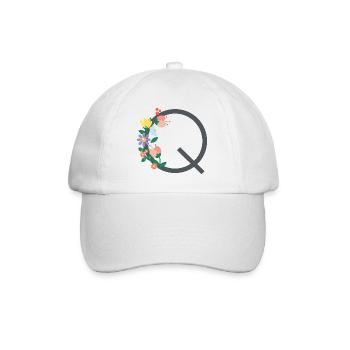 Elégante lettre 'Q' avec des fleurs - Casquette classique - blanc/blanc - Devant