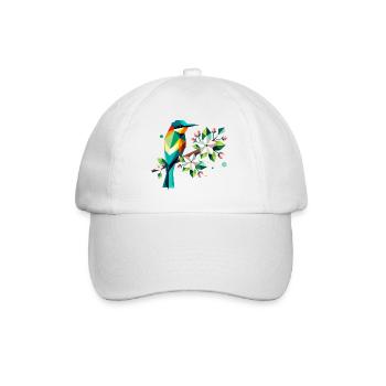 Bee-eaters on apple blossoms – Colourful motif - Baseball Cap - white/white - Front