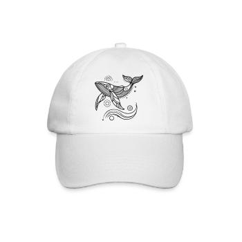 Spirit of the Ocean – Geometrischer Zen Wal - Baseballkappe - Weiß/Weiß - Vorne