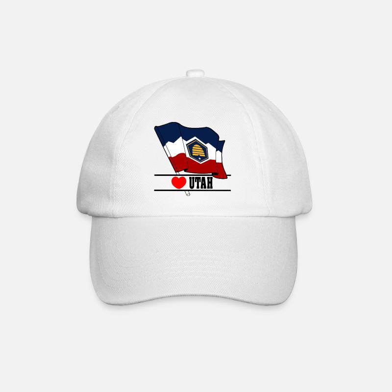 Drapeau Utah coeur UTAH - Casquette classique - blanc/blanc