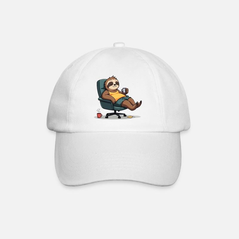 Büro? Erst mal Kaffee! – Sloth Style - Baseballkappe - Weiß/Weiß