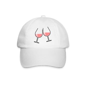 x2 verres à vin rosé (ventre de vin rosé ouvert 2C) - Casquette classique - blanc/blanc - Devant
