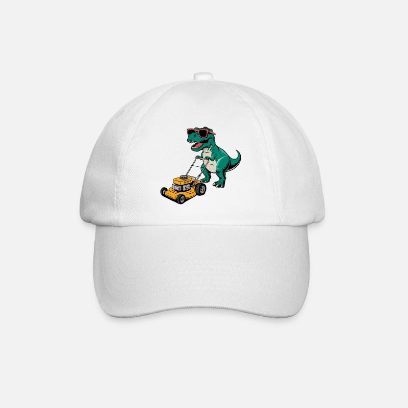 Dinosaurier mit Sonnenbrille Mähen Rasen - Baseballkappe - Weiß/Weiß