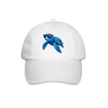 Bunter Surfer-Schildkröte mit Sonnenbrille - Baseballkappe - Weiß/Weiß - Vorne
