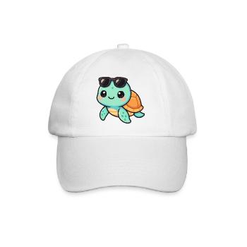 Cute turtle cartoon with sunglasses - Baseball Cap - white/white - Front