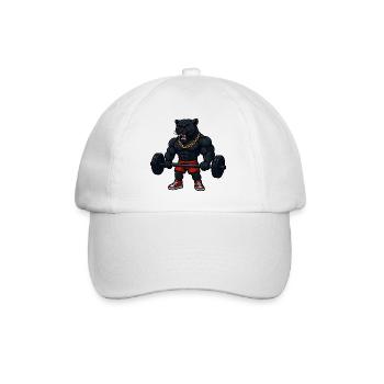 Starker Panther mit Goldkette beim Gewichtheben - Baseballkappe - Weiß/Weiß - Vorne