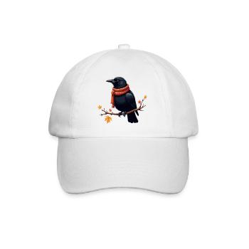 Autumn Crow in Scarf - Baseball Cap - white/white - Front