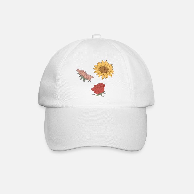 Blumen - Baseballkappe - Weiß/Weiß