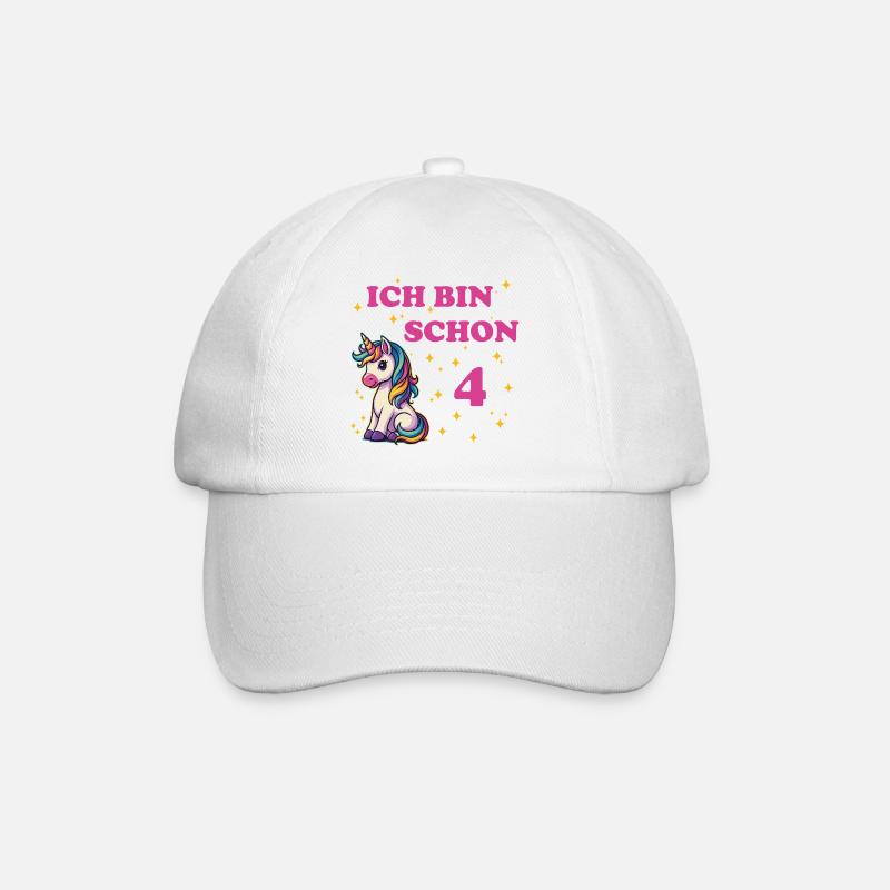 Children's Birthday 4, Dancing Funny Unicorn - Baseball Cap - white/white