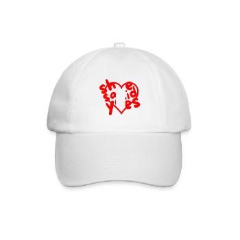 Herz mit Liebes- und Textakzent - Baseballkappe - Weiß/Weiß - Vorne
