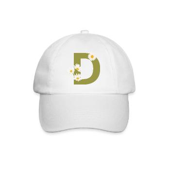 Letter d Green Daisies - Baseball Cap - white/white - Front