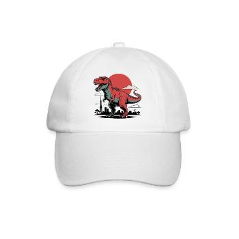 Horizon de la ville avec T-Rex et soleil en arrière-plan - Casquette classique - blanc/blanc - Devant