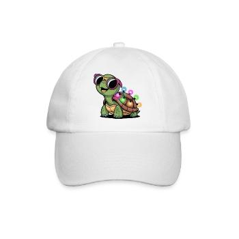 Lichtschein Turtle mit Sonnenbrille - Baseballkappe - Weiß/Weiß - Vorne