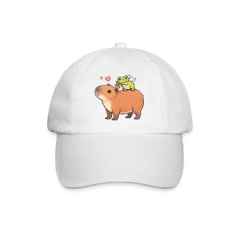 Capybara & Amor-Frosch – Süßes Valentinsmotiv - Baseballkappe - Weiß/Weiß - Vorne