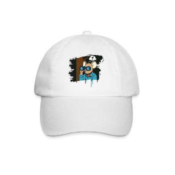 Curious mouse with binoculars in comic style - Baseball Cap - white/white - Front