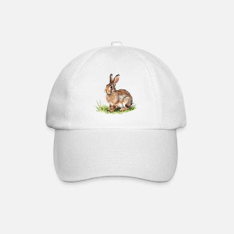 Lièvre Aquarelle dans l'herbe - Casquette classique - blanc/blanc
