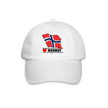 Norwegische Flagge mit Herz - Baseballkappe - Weiß/Weiß - Vorne