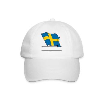 SWEDEN Flag – Custom Text - Baseball Cap - white/white - Front
