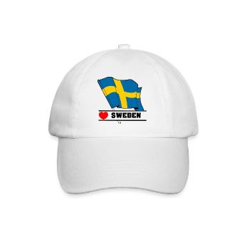Description du drapeau d’amour de la SUÈDE : - Casquette classique - blanc/blanc - Devant