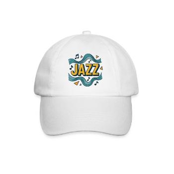 Musik Jazz Grafikdesign Blau und Gelb - Baseballkappe - Weiß/Weiß - Vorne