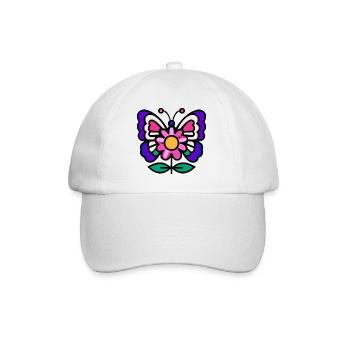 Papillon sur fleur - Casquette classique - blanc/blanc - Devant