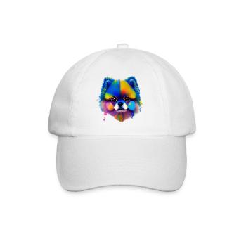 Pomeranian Dog Colorful Splash Art Portrait - Baseball Cap - white/white - Front