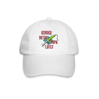 Children praying, dad soldering - Baseball Cap - white/white - Front