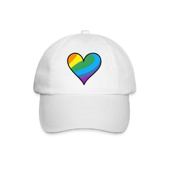 Regenbogenherz Pride Print - Baseballkappe - Weiß/Weiß - Vorne
