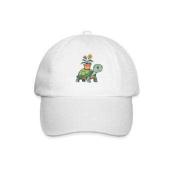 Petite tortue avec pot - Casquette classique - blanc/blanc - Devant