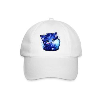 Blauer Eisfuchs Chibi-Design - Baseballkappe - Weiß/Weiß - Vorne