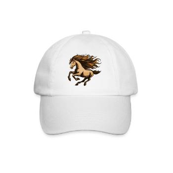 Feuriges Pferd mit fließender Mähne - Baseballkappe - Weiß/Weiß - Vorne