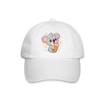 Eiskalte Koala-Kawaii-Sommer - Baseballkappe - Weiß/Weiß - Vorne