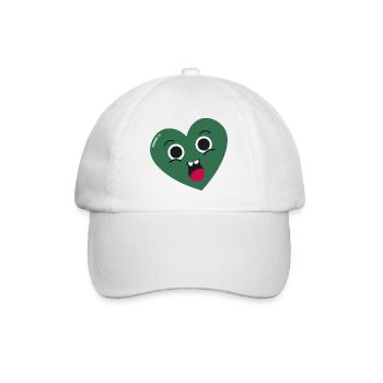 Smiling Green Heart - Baseball Cap - white/white - Front