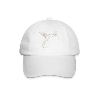 Minimalist Hummingbird Silhouette Bird Flying - Baseball Cap - white/white - Front