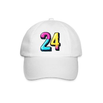 24 Zahl Bunt - Baseballkappe - Weiß/Weiß - Vorne