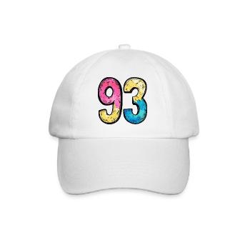 93 Zahl Bunt - Baseballkappe - Weiß/Weiß - Vorne