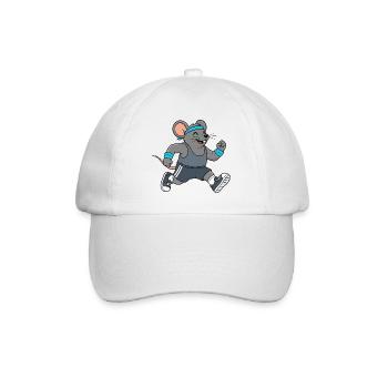 Cute Mouse Rat Jogging Running Marathon Cartoon - Baseball Cap - white/white - Front