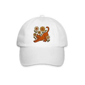 Orange cat between garden daisies - Baseball Cap - white/white - Front