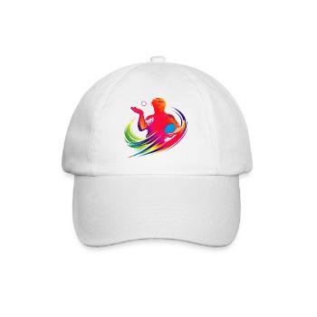 Tischtennis Shirt Neon Ping Pong Spieler  - Baseballkappe - Weiß/Weiß - Vorne