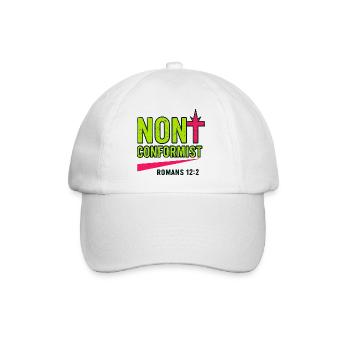 Christian Pop Art Romans 12:2 Neon Design - Baseball Cap - white/white - Front