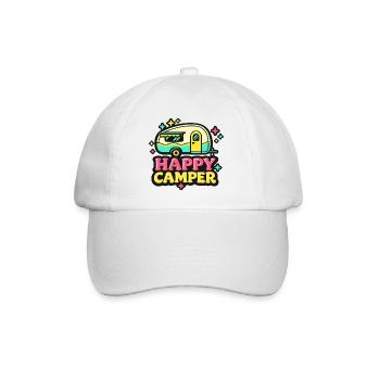 Fröhlicher Retro Camper - Baseballkappe - Weiß/Weiß - Vorne