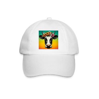cow - Baseball Cap - white/white - Front
