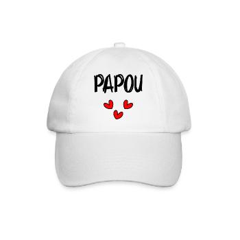 PAPOU. PAPA. FÊTE DES PÈRES. BONNE FÊTE PAPA - Casquette classique - blanc/blanc - Devant