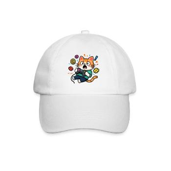 Gamer Cat Unleashed - Baseballkappe - Weiß/Weiß - Vorne
