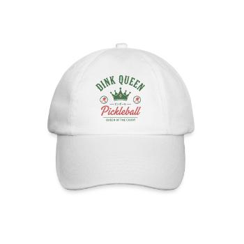 Pickleball, Dink, Königin, Königin des Hofes, witzig - Baseballkappe - Weiß/Weiß - Vorne