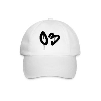 Nummer 03 Urbaner Graffiti-Stil - Baseballkappe - Weiß/Weiß - Vorne