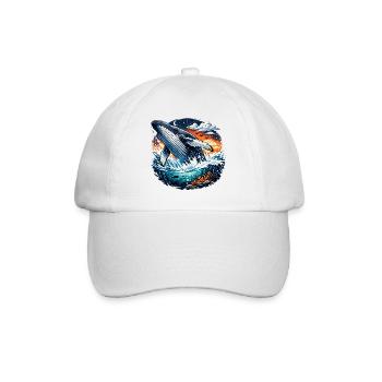 Evening Sea Whale Jump Fantasy - Baseball Cap - white/white - Front