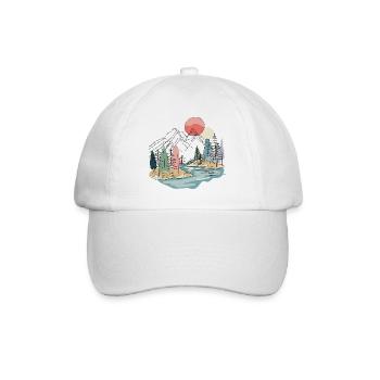 Landschaft: Bergboho, Natur, Minimalist. - Baseballkappe - Weiß/Weiß - Vorne