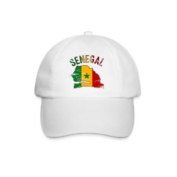 Senegal Flagge Landkarte Silhouette used - Baseballkappe - Weiß/Weiß - Vorne