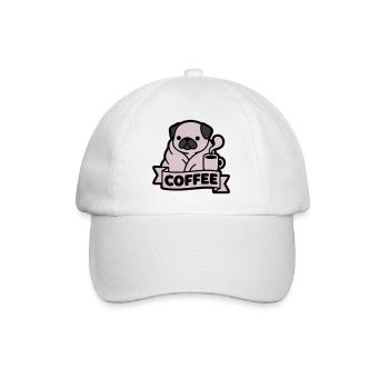 Pug Coffee Morning Grouch Banner - Baseball Cap - white/white - Front